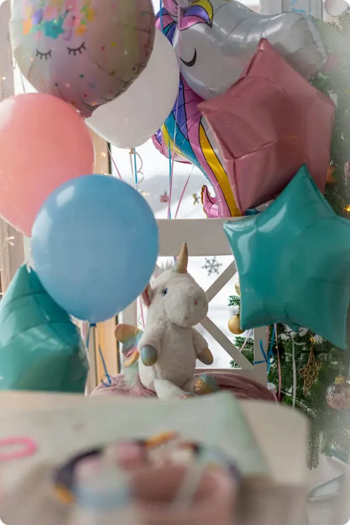unicorn party decorations and balloons