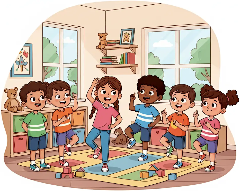Kids playing the Simon Says game